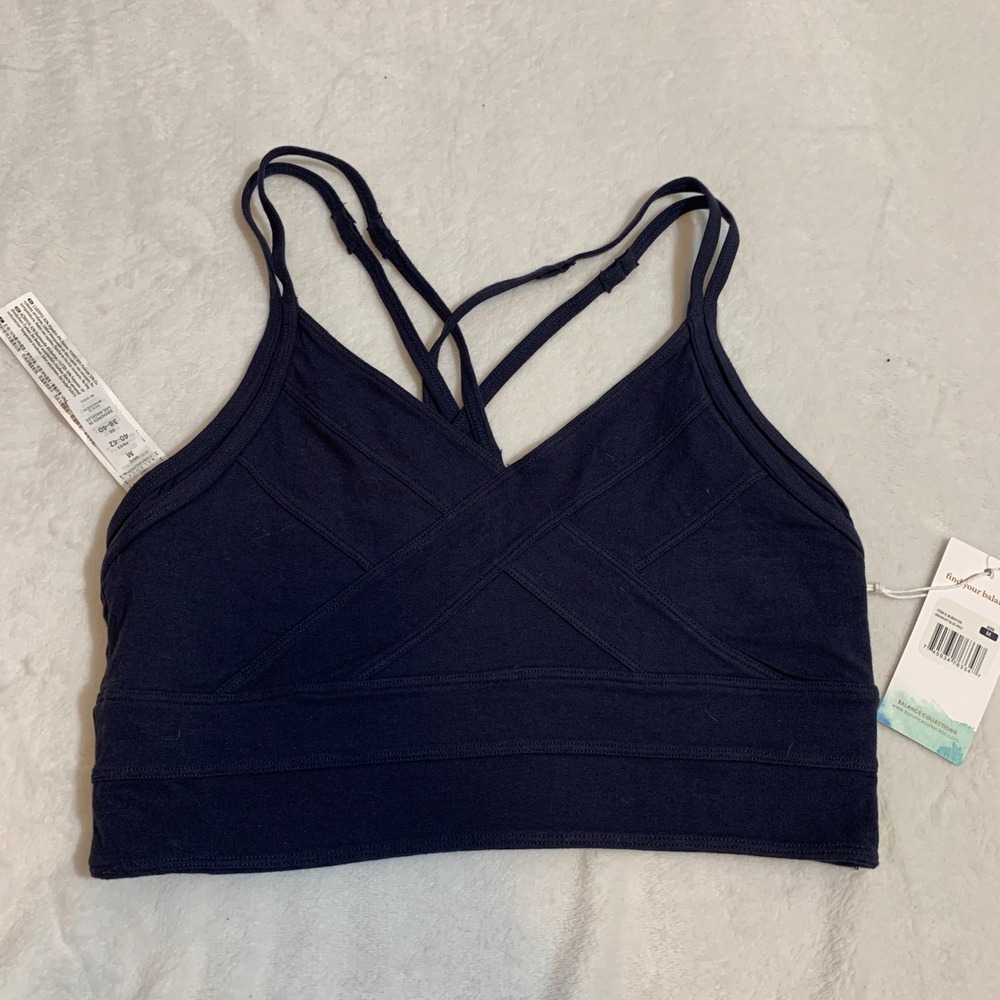 NEW Balance Collection Navy Blue Mid Impact Sports Bra Crop Top Size Medium